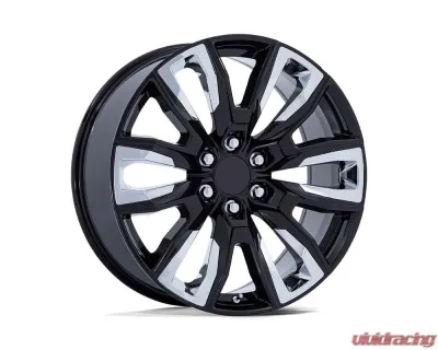 OE Creations PR225 Wheel 24x10 6x139.7 31mm Gloss Black With Chrome Accents - PR225BP24106131