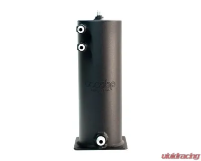 obp Motorsport Black Base Mount 100mm x 280mm 2L Fuel Swirl Pot 3 x JIC 6 | 1 x JIC 8 Direct Out - OBPJICS25DM