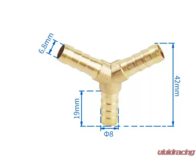 obp Motorsport Brass 8mm Y Piece Connector - OBP-OEC-13