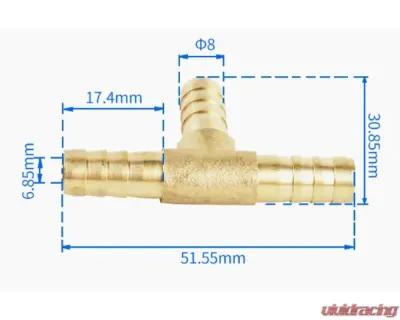 obp Motorsport Brass 8mm Tee Piece Connector - OBP-OEC-14