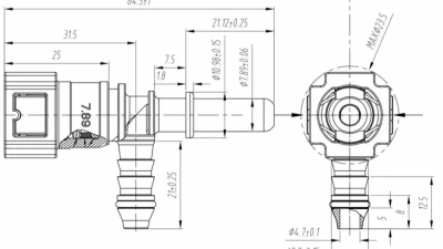 obp Motorsport SAE J2044 Quick Connect ?7.89 (5/16?) Tee 8mm Side & OE Top                                     - OBP-OEC-4 - Image 2