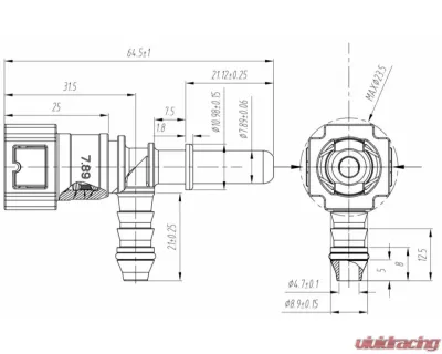obp Motorsport SAE J2044 Quick Connect ?7.89 (5/16?) Tee 8mm Side & OE Top - OBP-OEC-4