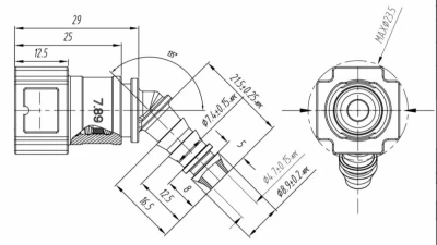 obp Motorsport SAE J2044 Quick Connect ?7.89 (5/16?) OE Connect to 8mm 45Deg                                     - OBP-OEC-9 - Image 2
