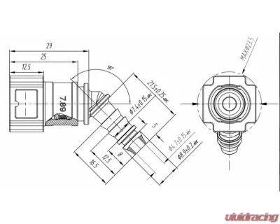 obp Motorsport SAE J2044 Quick Connect ?7.89 (5/16?) OE Connect to 8mm 45Deg - OBP-OEC-9