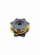obp Motorsport Grey|Yellow Quick Release Steering Wheel Round Hub                                     - OBP-QRSW-2 - Image 3