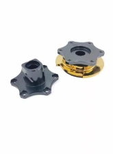 obp Motorsport Grey|Yellow Quick Release Steering Wheel Round Hub                                     - OBP-QRSW-2 - Image 2