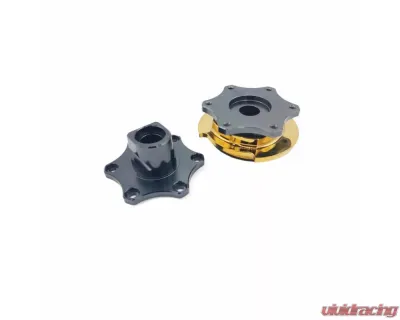 obp Motorsport Grey|Yellow Quick Release Steering Wheel Round Hub - OBP-QRSW-2