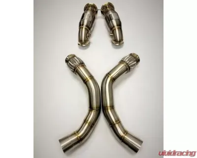 Evolution Racewerks Sports Series Thermal Coated Black Finish 200 CEL Race DownPipes Full Kit w/ OPF -BMW EU Spec M5 | M8 S63M 2017+ - BM-EXH022TBCAT-OPF