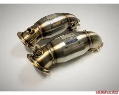 Evolution Racewerks Sports Series Thermal Coated Black Finish 200 CEL Race DownPipes Full Kit w/ OPF -BMW EU Spec M5 | M8 S63M 2017+ - BM-EXH022TBCAT-OPF