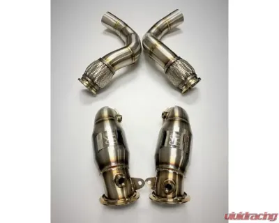 Evolution Racewerks Sports Series Thermal Coated Black Finish 200 Cell Race DownPipes Full w/ OPF BMW EU Spec X5M | X6M S63M 2020+ - BM-EXH026TBCAT-OPF