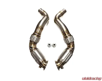 Evolution Racewerks N63 Engine 200 CEL Catted Downpipes, Thermal Coated Black Finish - BM-EXH020CAT