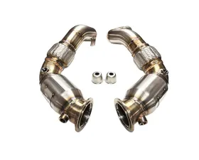 Evolution Racewerks N63 Engine 200 CEL Catted Downpipes, Thermal Coated Black Finish