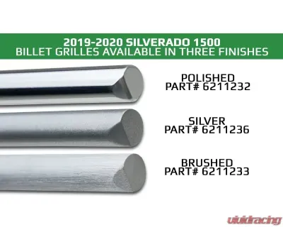 T-Rex Grilles Round Billet Grille Horizontal Round Polished 4 Pc Overlay Chevrolet Silverado 1500?Trailboss RST | LT 2019-2022 - 6211232