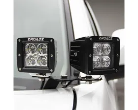 T-Rex Grilles Black Mild Steel Hood Hinge LED Kit w/ (4) 3 inch ZROADZ LED Pod Lights GMC Sierra 2500HD | 3500HD 2020-2023