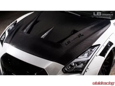 Liberty Walk Carbon Fiber Type 2 Hood Nissan GT-R R35 - LBW-GTR2-Hood-CFRP