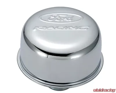 Ford Racing Logo Push-In Type Air Breather Cap - Chrome - 302-215
