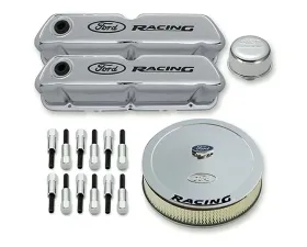 Ford Racing Complete Dress Up Kit Chrome Finish w/Black Emblems