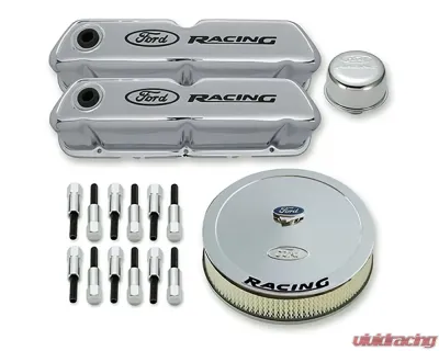 Ford Racing Complete Dress Up Kit Chrome Finish w/Black Emblems - 302-510