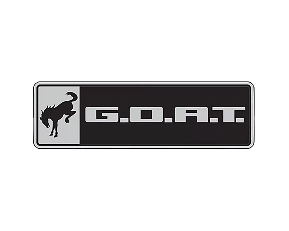Ford Racing Black/Chrome G.O.A.T. Badge Ford Bronco | Bronco Sport - M-1447-GOAT