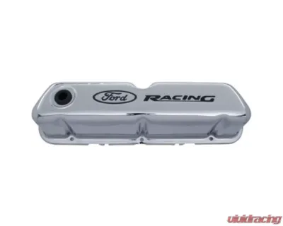 Ford Racing Logo Stamped Steel Valve Covers - Chrome - 302-071