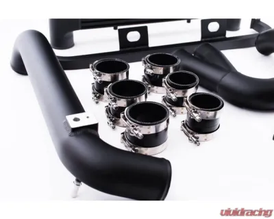Full Race Intercooler / CAC Upgrade Kit Coated Black - Compatible w/ OEM Electronic Blow Off Valve and TurboSmart Vee Port EM BOV - A0166A