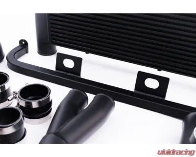 Full Race Intercooler / CAC Upgrade Kit Coated Black - Compatible w/ OEM Electronic Blow Off Valve and TurboSmart Vee Port EM BOV - A0166A