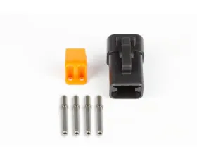 Haltech Plug and pins only - Male Deutsch DTP-06-4S - Black connector (25Amp)