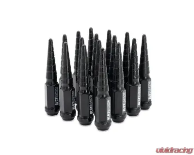 Blox Racing 16pc Twist Flat Black 12 x 1.25mm Spike Forged Lug Nuts - BXAC-00154-16