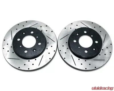 Blox Racing Front Slotted & Drilled Rotors Pair Acura Integra 1990-2001 - BXBS-10200