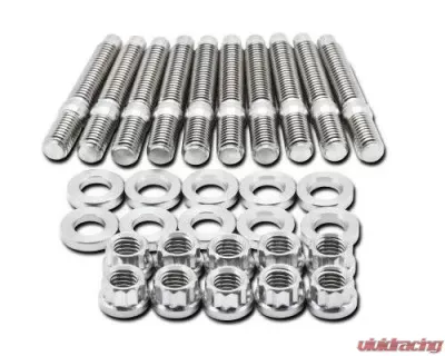 Blox Racing 9pc M8 x 1.25mm 65mm SUS303 Stainless Steel Manifold Stud Kit - BXFL-00309-9