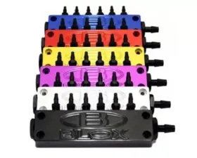 Blox Racing Silver 6-Port / Billet Aluminum Surface-mount Vacuum Block