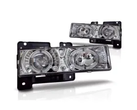 Winjet Black Clear Halo Projector Headlight Chevrolet | GMC 1988-1999