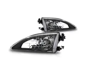 Winjet Black Clear Crystal Headlight Ford Mustang Cobra 1994-1998