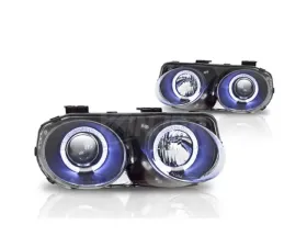 Winjet Black Clear Halo Projector Headlight Acura Integra 1998-2001