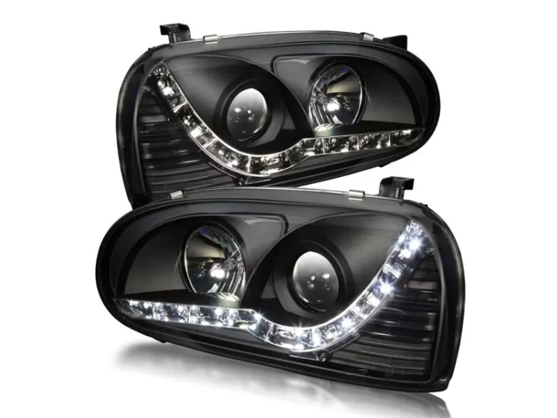Winjet Black Clear DRL and Projector Headlights Volkswagen Golf 3 1993-1998 - CHWJ-0238-B