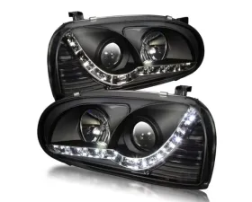 Winjet Black Clear DRL and Projector Headlights Volkswagen Golf 3 1993-1998