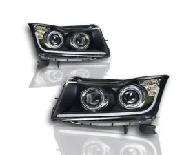 Winjet Black Clear Projector Head Lights Chevy Cruze 2011-2012