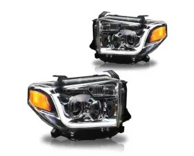 Winjet Chrome Clear DRL Projector Head Light Toyota Tundra 2014-2021