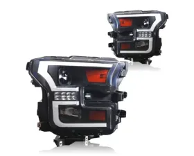 Winjet Black Clear Projector DRL Headlight Ford F-150 2015-2017