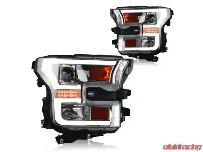 Winjet Chrome Clear Projector DRL Headlight Ford F-150 2015-2017 - CHWJ-0427-C