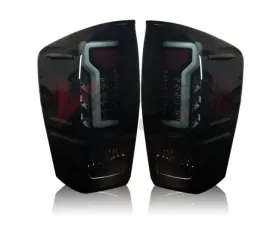 Winjet Black Smoke LED Tail Lights Toyota Tacoma 2016-2023