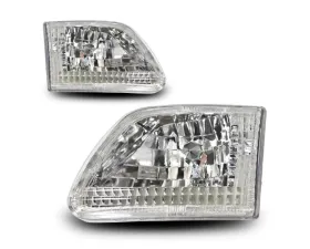 Winjet Chrome/Clear Crystal Head Lights Ford F-150 | F-250 | Ford Expedition 1997-2003
