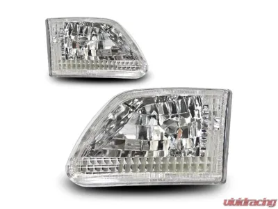 Winjet Chrome/Clear Crystal Head Lights Ford F-150 | F-250 | Ford Expedition 1997-2003 - CHWJ-0014-C
