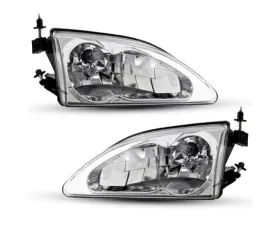 Winjet Chrome/Clear Crystal Head Lights Ford Mustang Cobra 1994-1998