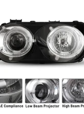 Winjet Chrome/Clear Halo Projector Head Lights Acura Integra 1994-1997                                     - CHWJ-0216-C - Image 2