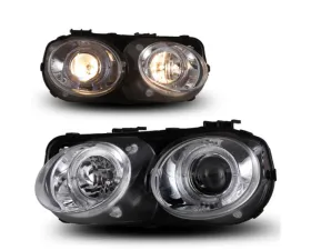 Winjet Chrome/Clear Halo Projector Head Lights Acura Integra 1998-2001