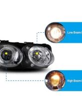 Winjet Chrome/Clear Halo Projector Head Lights Acura Integra 1998-2001                                     - CHWJ-0217-C - Image 2