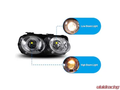Winjet Chrome/Clear Halo Projector Head Lights Acura Integra 1998-2001 - CHWJ-0217-C