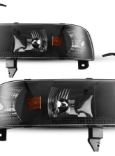 Winjet Black/Clear Crystal Head Lights Dodge Ram 1500 | 2500 | 3500 1994-2002                                     - CHWJ-0292-B - Image 3
