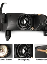Winjet Black/Clear Crystal Head Lights Dodge Ram 1500 | 2500 | 3500 1994-2002                                     - CHWJ-0292-B - Image 3